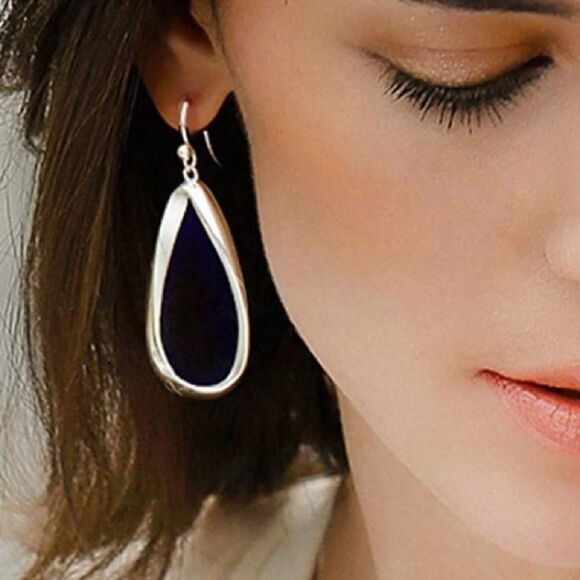 NEW Sterling Silver oval twist Hoop Earrings - Picture 1 of 6